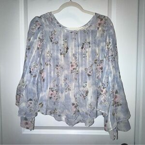 LoveShackFancy | Floral Silk Blouse | Paulette Top in Water Petals | Size Small